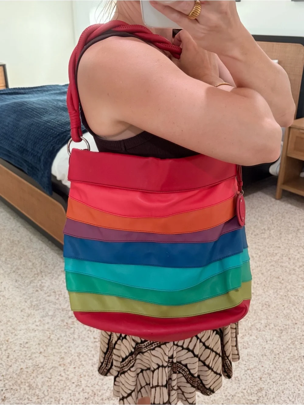 Nine West Vibrant Rainbow Colorblock Hobo Bag